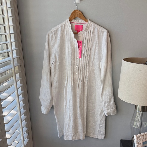 NWT Lilly Pulitzer Rhoda Long Sleeve Tunic Popover in Resort White‎ - Picture 4 of 8
